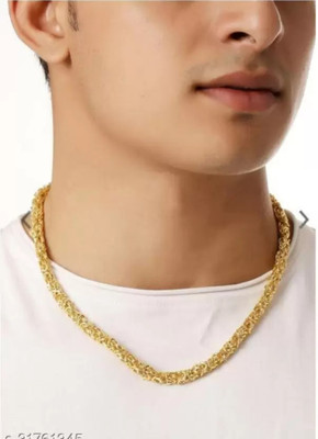 Ourshovi 1 gram High Quality Indian Polished “20” Inches Gold Chain for Men and boy Gold-plated Plated Alloy Chain