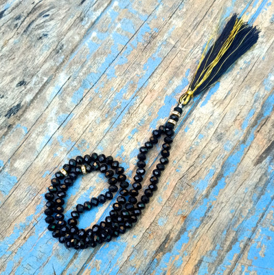 GulNaz Creations Prayer Tasbih Mala Original Black Crystal 100 Beads for Women/Men Crystal Crystal, Dori Chain