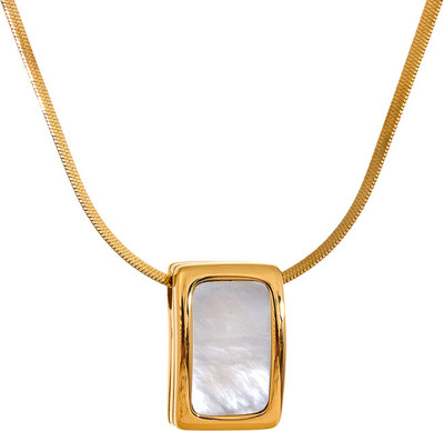 Diving Swan Roohi Shell Frame Pendant Necklace - Gold Gold-plated Plated Stainless Steel Chain