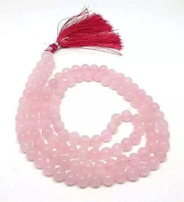 RAM RATAN KENDRA Rose Quartz 8 mm Reiki Healing and Crystal Healing Stone 108 Beads Jaap Mala Quartz Crystal Chain