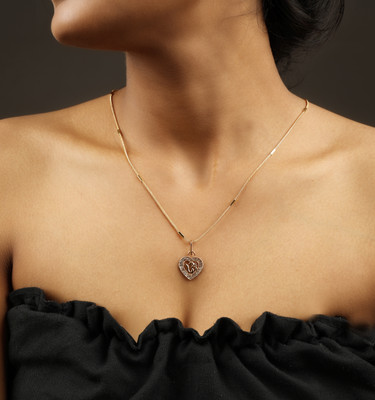 Newai Om Aum In Heart Shape Locket Gold Chain For Men And Women Brass Locket Set