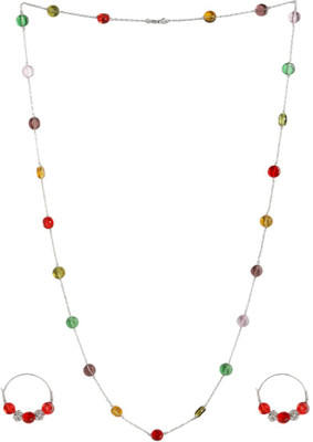 ANOUK Silver-Toned Stone-Studded Contemporary Jewellery Set Beads Gold-plated Plated Brass Chain Set