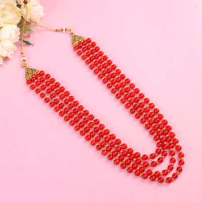 jiyanshi fashion Glass Gold-plated Maroon Jewellery Set(Pack of 1)