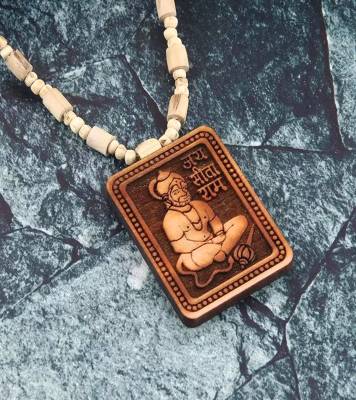 ANVIKA 100%Tulsi Original Tulsi Kanthi Mala Necklace With Hanumanji Jai Sita Ram Locket Wood Necklace