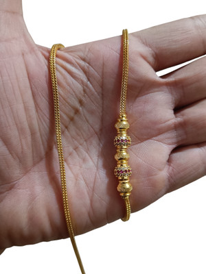 RV FASHION Rv Fashion American Diamond Copper Gold Plated Mugappu Chain For Women & Girls Gold-plated Plated Copper Chain