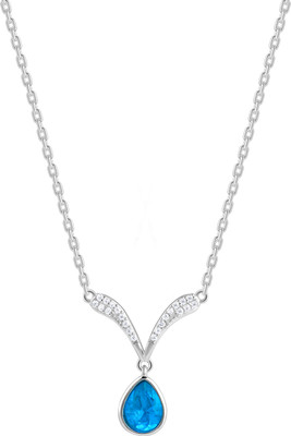 GIVA Zircon Rhodium Plated Sterling Silver Necklace