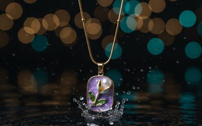 Homyrajewels Purple_2 Gold-plated Plated Stainless Steel Necklace