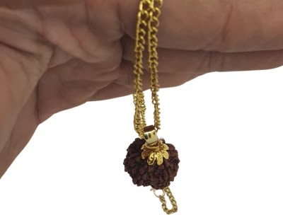 Madhavi Jewellery Rudraksha 6 Mukhi Pendant Beads Gold-plated Plated Brass, Wood Chain