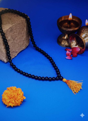 Vanishree World Hakik Mala/Black Agate (108+1) Beads Rosary for Chanting & Wearing Wood Chain Agate Stone Chain