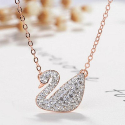 TheVineGirl Rose Gold Plated White Swan Pendant For Women And Girls Gold-plated Plated Alloy Necklace