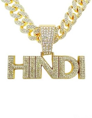 KRYSTALZ Mc Stan Hindi Pendant Cuban Link Necklace Iced Out Chain Miami Hip Hop Jewelry Cubic Zirconia Gold-plated Plated Stainless Steel Necklace