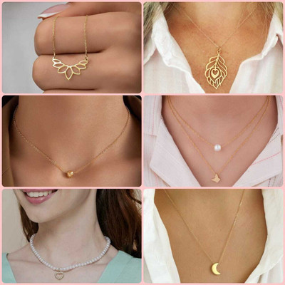 ELCETRATD JEWELLERY shimmering beautiful locket and pendant set for women Gold-plated Diamond Stainless Steel Locket Set