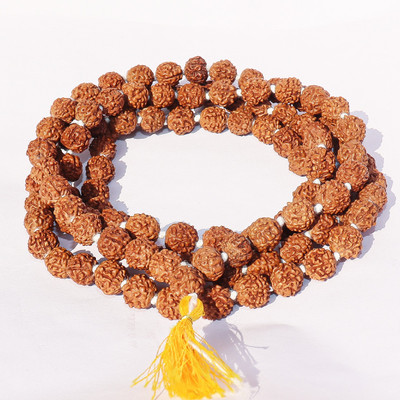 shykit 5 Mukhi Rudraksha Mala | Natural 108 Beads Rudraksha Jaap Mala for Prayer Wood Chain
