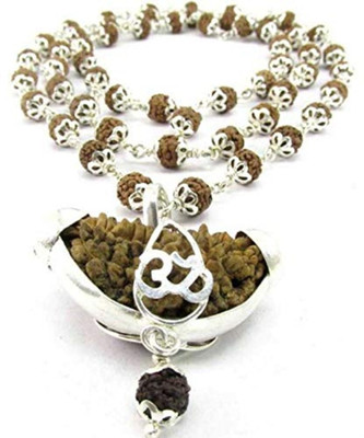 RAM RATAN KENDRA 1 Mukhi + 5 Mukhi Rudraksha Silver Cap Mala(54+1 Beads) Silver Plated Rudraksha Chain