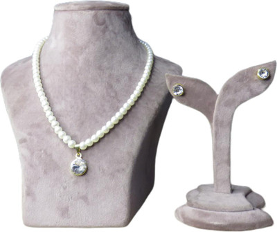 suvarn Stone White Jewellery Set(Pack of 1)