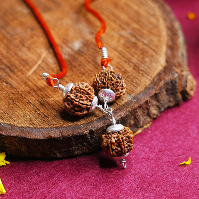 Beautum Ganesh Saraswati Bandh MAla ORIGINAL NEPALI RUDRAKSHA MALA FOR DAILY USE Wood Necklace