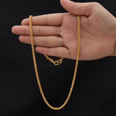 ELEGANTDREAM One Gram Gold Polished 30-Inch Rope Design Chain | Durable & Elegant Gold-plated Plated Alloy Chain