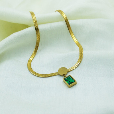 Gleve Crystal Gold-plated Plated Stainless Steel Necklace Set