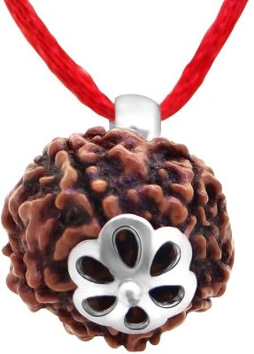 JangraBro Best 5 Mukhi Nepali Rudraksha Original five faced rudraksha with Pendant Silver Plated Wood Necklace Set