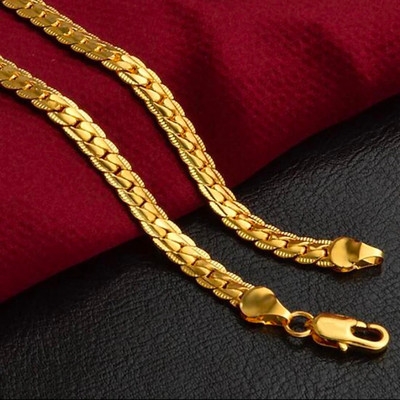 JUNKY JEWEL Trendy Gold Chain For Men Herringbone Gold Plated Chain For Men Golden Chain Gold-plated Plated Stainless Steel Chain