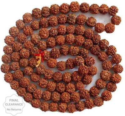 Green Spiritual Natural & Energized Rudraksha Rosary/ Mala (108+1 Beads, Bead Size: 9 mm) Brass Plated Brass Chain