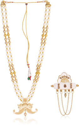 jiyanshi fashion Glass Gold-plated Gold, White Jewellery Set(Pack of 2)