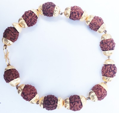 Cyan spritual cap rudraksha bracelet gold plated rudraksha for unisex Gold-plated Plated Brass Chain