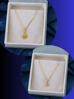 Dressberry SET OF 2 PENDANT CHAIN FOE GIRLS AND WOMEN Gold-plated Plated Brass Necklace Set