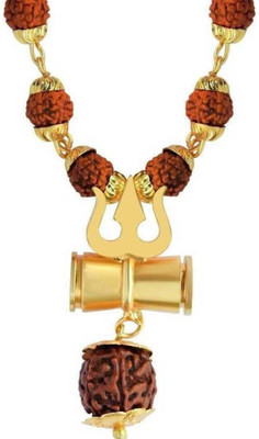 SHRI ASTHA VINAYAK Lord Shiv Mala With Shiv Trishul & Damru Rudraksh Wood Chain