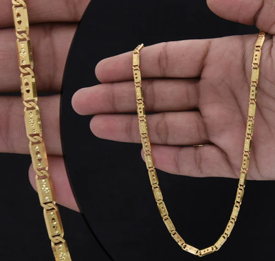 Hewomiva 1 gram High Quality Indian Polished “20” Inches Gold Chain for Men and boy Gold-plated Plated Alloy Chain
