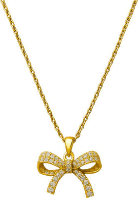 house of common 18K Gold Plated Golden Bow Sparkle Stainless Steel Necklace Gold-plated Plated Alloy Chain Set