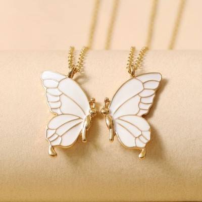 OCTAGON HUB Minimal Butterfly Wings Best Friend Korean Necklace Pair also for Gift Gold-plated Plated Alloy Necklace