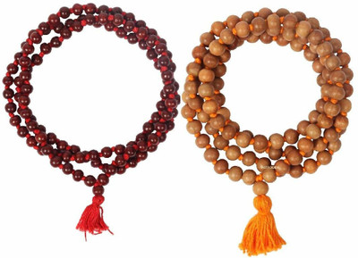 Gemarry Gems White and Red Sandalwood Chandan Mala Safed Lal Rosary for Wearing and Jaap Chanting Alloy Chain