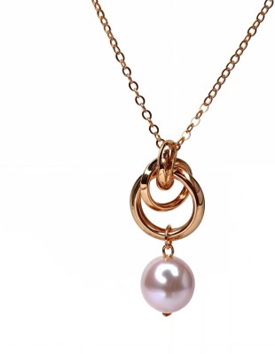 VATIYAANA Golden Plated Long Chain Pendant with Pearl Pearl Gold-plated Plated Alloy Chain