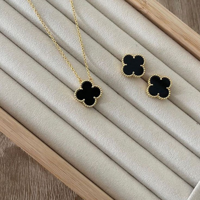 Winnifred Stainless Steel Gold-plated Black Jewellery Set(Pack of 1)