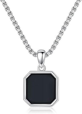 ZUHKRUF Anti Tarnish Stainless Steel Midnight Charisma Locket Neck Chain for Men Silver Plated Stainless Steel Chain