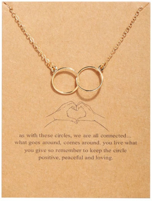 AVR JEWELS Stunning Gold Plated Double Circle Ring Friendship Necklace Gold-plated Alloy Pendant