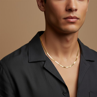 maitriijewels 18K Gold Plated Stainless Steel Herringbone Snake Chain Necklace for Women & Men Gold-plated Plated Stainless Steel Chain