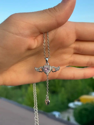 glowzi Crystal Silver Plated Stainless Steel Necklace