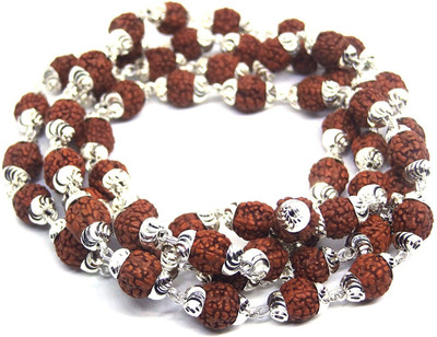 bhaune acessories 5 mukhi rudraksha mala with silver cap Brass Necklace