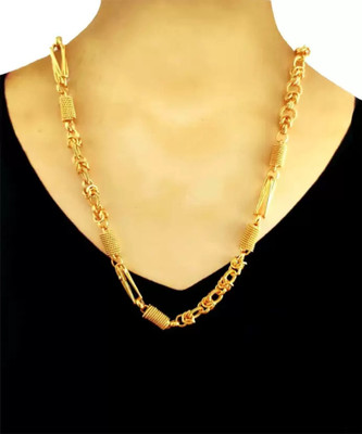Rakmeja 1 gram High Quality Indian Polished “20” Inches Gold Chain for Men and boy Gold-plated Plated Alloy Chain