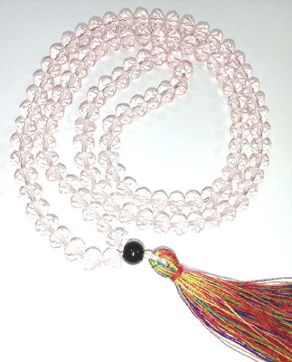 GIACOMO 1 Black Meru +108 White Quartz Mala Vaastu spiritual powers For Mens/ Womens Crystal, Quartz Stone, Glass Necklace