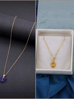 Dressberry SET OF 2 PENDANT CHAIN FOE GIRLS AND WOMEN Gold-plated Plated Brass Necklace Set