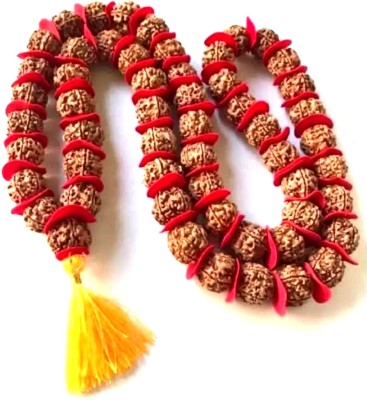 GIACOMO 5 Mukhi Natural Original Rudraksha Mala (18-22mm Beads:54+1) for Men and Women Beads Wood, Alloy Necklace