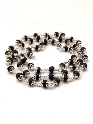 saravaksh Sarvaksh / Original Silver Karungali Malai 8 mm 54+1 Beads, Silver Ebony Beads Silver Plated Wood Chain