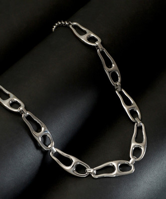 SOHI The Pavement-Link Chain Necklace Silver Plated Alloy Necklace