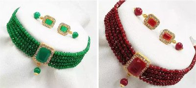 KVDesigns Alloy Gold-plated Multicolor Jewellery Set(Pack of 2)