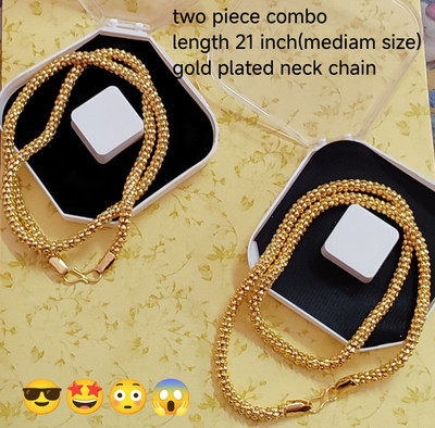 Trendy Gold (WATERPROOF HOLLOW INSIDE ) light weight south look alloy 20 inch chain Gold-plated Plated Alloy Chain