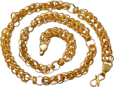 khushienterprice 1 gram gold plated designer handmade chain for men and boys Gold-plated Plated Brass Chain