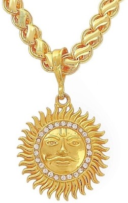 SAPNA PALACE ENTERPRISE SURYA DIMONDS PENDANT WITH LOTUS CHAIN Diamond Gold-plated Plated Alloy Necklace Set
